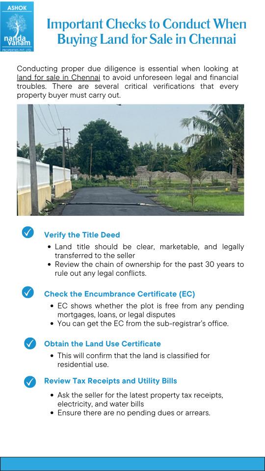 Important Checks to Conduct When Buying Land for Sale in ChennaiConducting proper due dilige